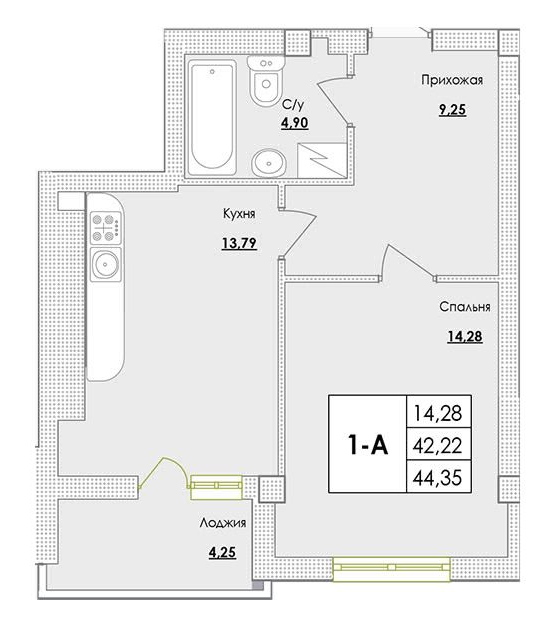 1-комнатная 44.35 м² в ЖК Парк Совиньон от 21 400 грн/м², пгт Таирово