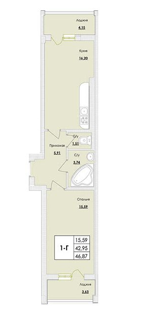 1-комнатная 46.87 м² в ЖК Парк Совиньон от 21 400 грн/м², пгт Таирово