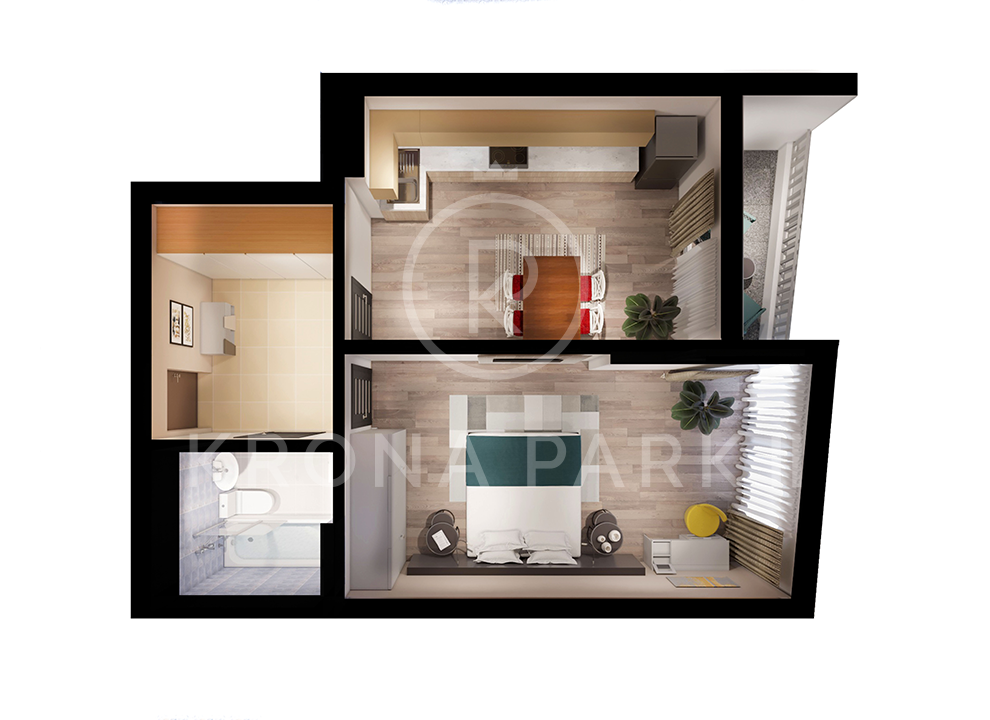 1-кімнатна 50.26 м² в ЖК Krona Park II від 22 478 грн/м², м. Бровари