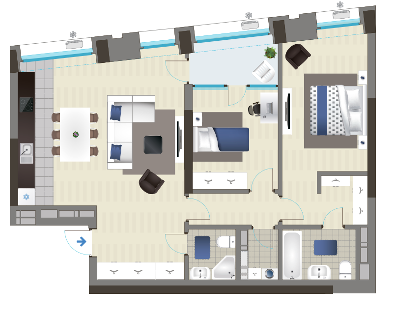 2-кімнатна 88 м² в ЖК Славутич від 31 500 грн/м², Київ