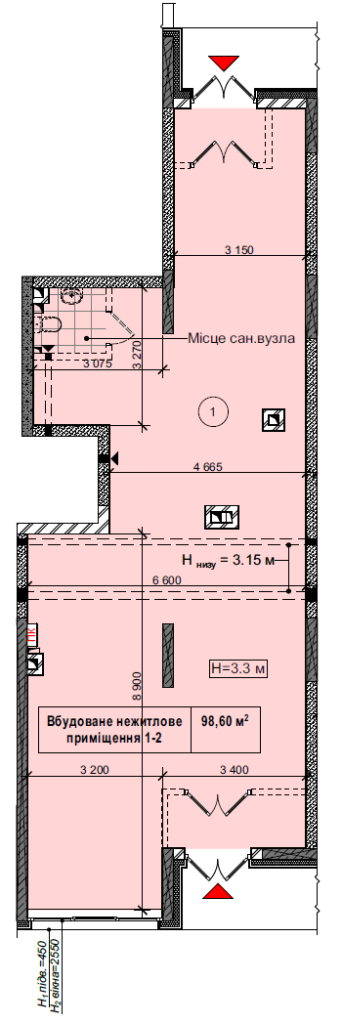 Помещение свободного назначения 98.6 м² в ЖК CITY HUB от застройщика, Киев