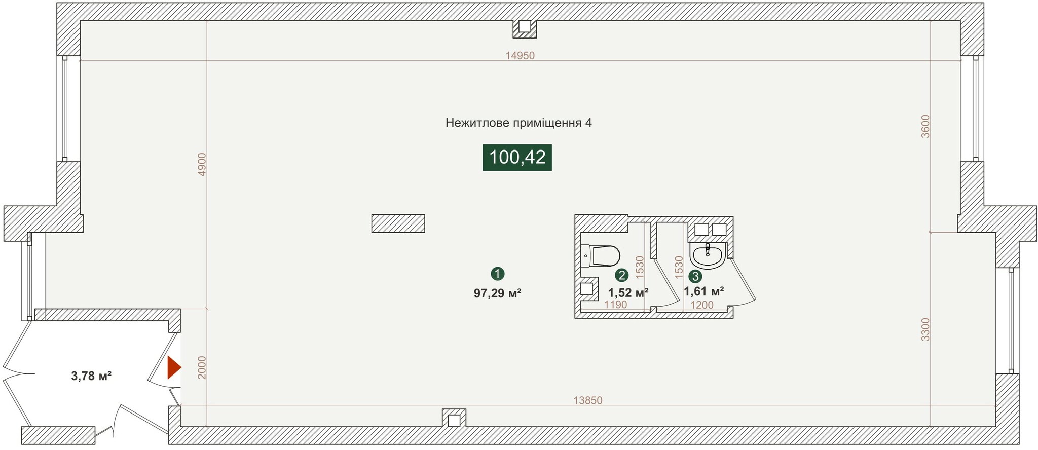 Помещение свободного назначения 100.42 м² в ЖК Forest Park от застройщика, Киев