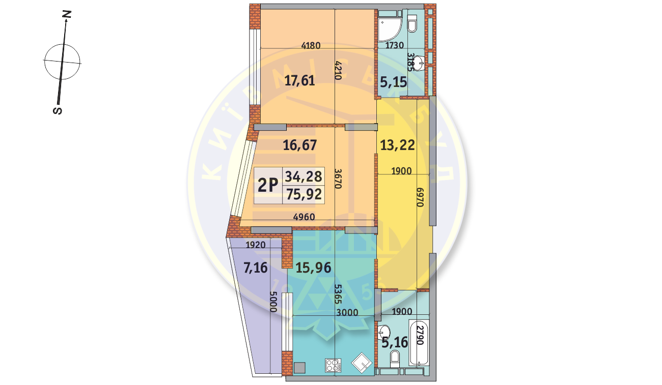 2-комнатная 75.92 м² в ЖК Итальянский квартал от 21 550 грн/м², Киев