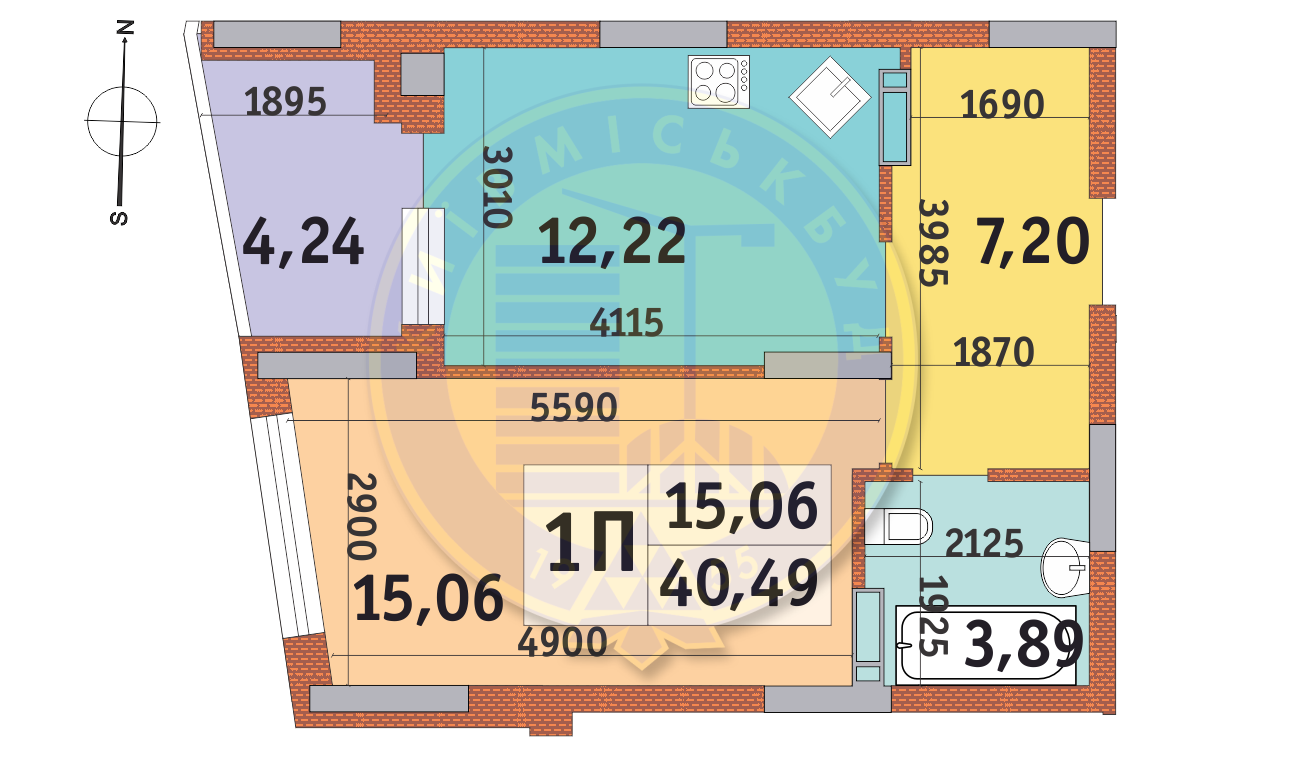 1-кімнатна 40.49 м² в ЖК Італійський квартал від 22 650 грн/м², Київ