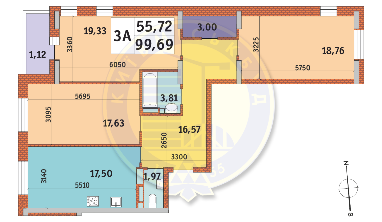 3-комнатная 99.69 м² в ЖК Mirax от 30 098 грн/м², Киев