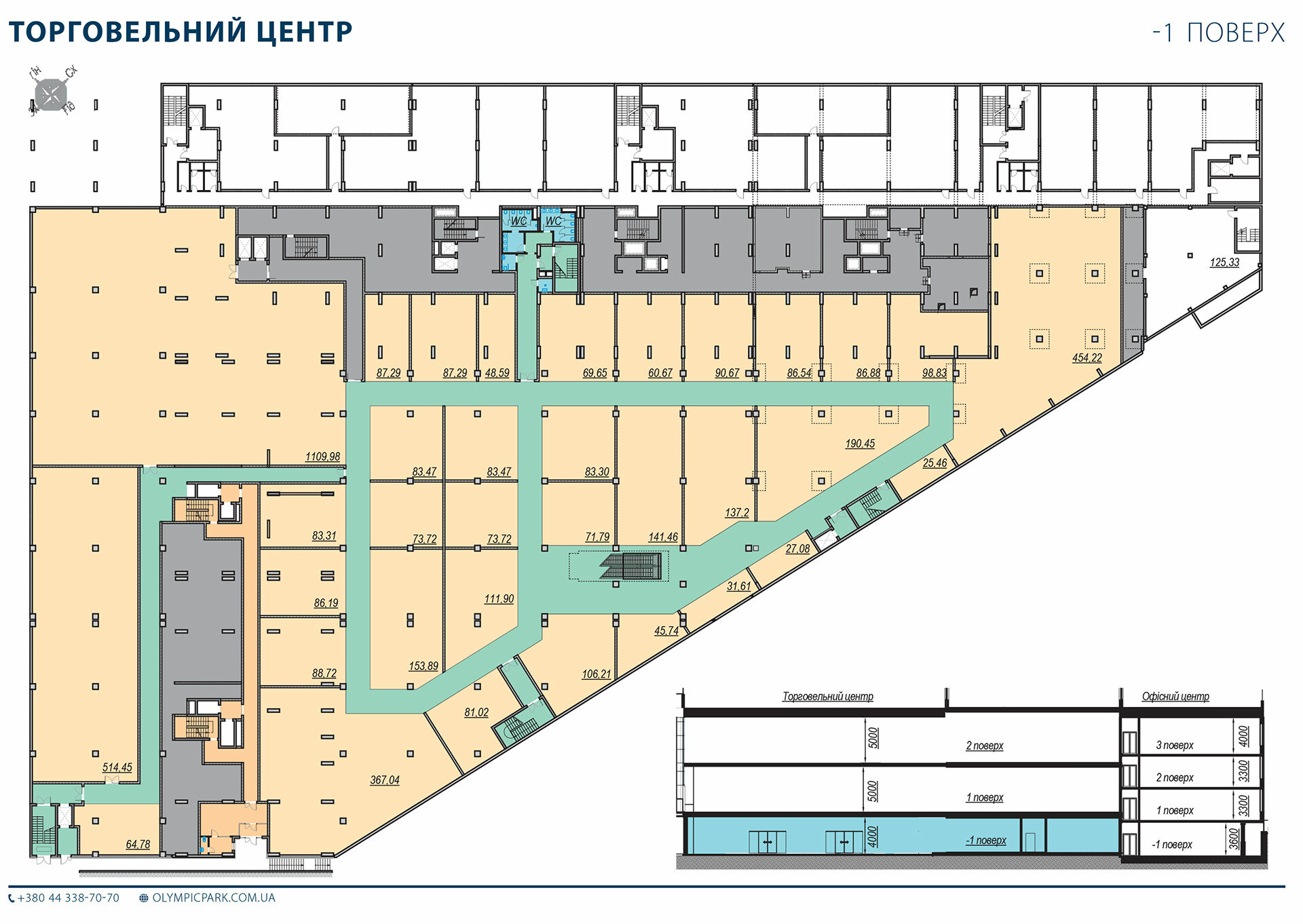 Торговельне приміщення 109.98 м² в ЖК Olympic Park від забудовника, Київ