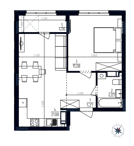 1-комнатная 50.36 м² в ЖК Современный квартал от 37 000 грн/м², Киев