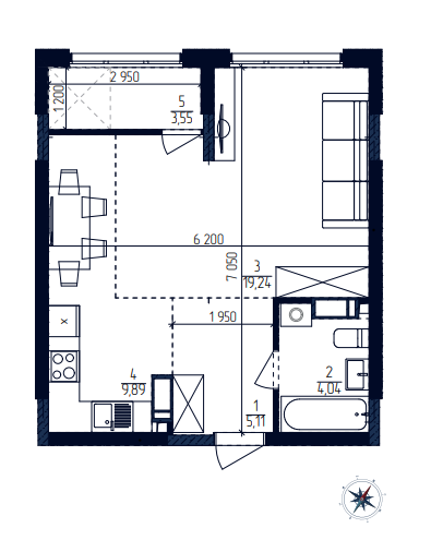 1-комнатная 41.83 м² в ЖК Современный квартал от 39 000 грн/м², Киев