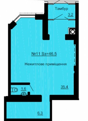 Помещение свободного назначения 46.5 м² в ЖК София Клубный от застройщика, с. Софиевская Борщаговка