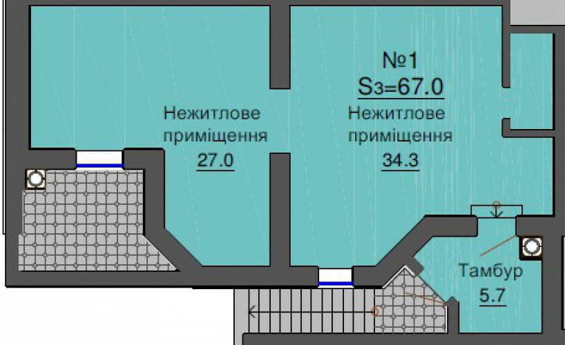 Помещение свободного назначения 67 м² в ЖК София Клубный от застройщика, с. Софиевская Борщаговка