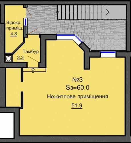 Помещение свободного назначения 60 м² в ЖК София Резиденс от застройщика, с. Софиевская Борщаговка