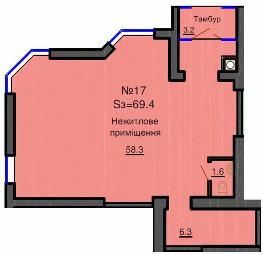 Помещение свободного назначения 69.4 м² в ЖК София Резиденс от застройщика, с. Софиевская Борщаговка