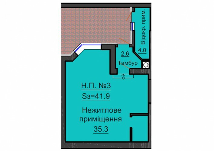 Помещение свободного назначения 41.9 м² в ЖК София Резиденс от застройщика, с. Софиевская Борщаговка