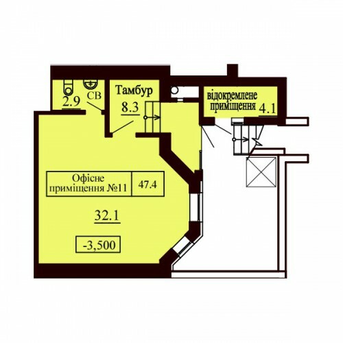 Помещение свободного назначения 47.4 м² в ЖК София Сити от застройщика, с. Софиевская Борщаговка