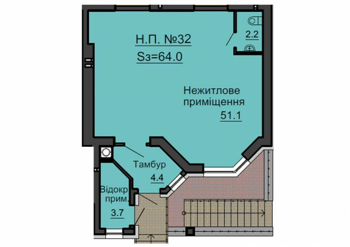 Помещение свободного назначения 64 м² в ЖК София Сити от застройщика, с. Софиевская Борщаговка