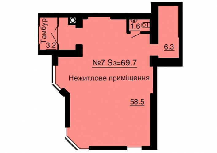 Помещение свободного назначения 69.7 м² в ЖК София Сити от застройщика, с. Софиевская Борщаговка