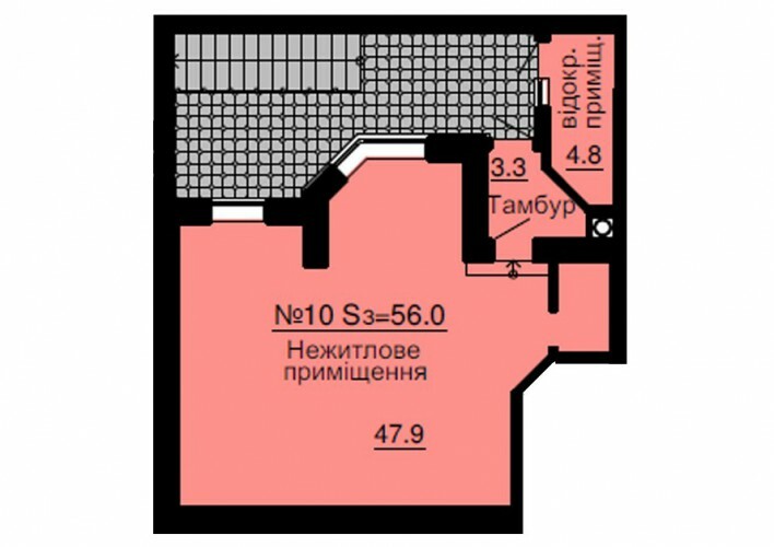 Помещение свободного назначения 56 м² в ЖК София Сити от застройщика, с. Софиевская Борщаговка