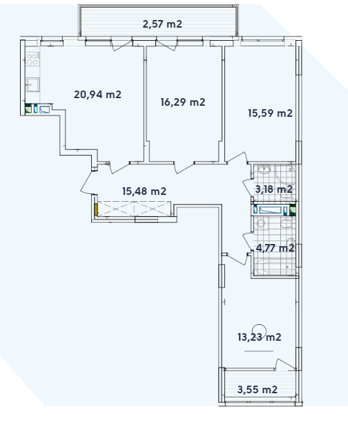 3-кімнатна 95.6 м² в ЖК Варшавський-2 від 17 450 грн/м², Київ