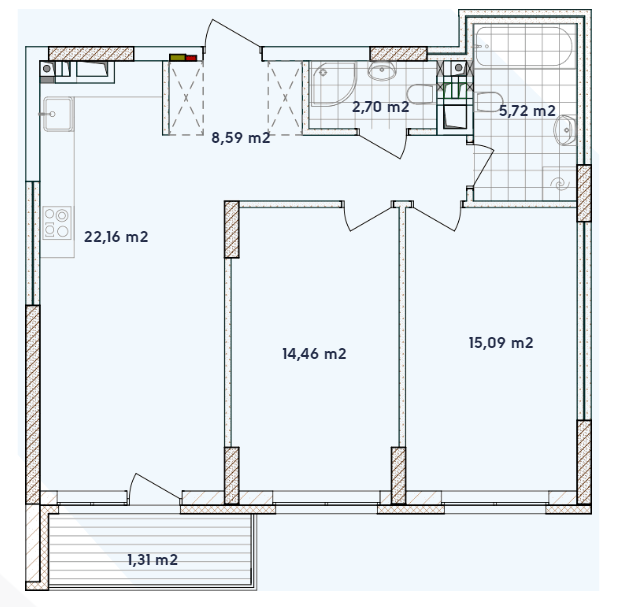 2-кімнатна 70.03 м² в ЖК Варшавський-2 від 19 100 грн/м², Київ