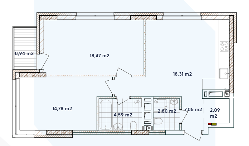 2-кімнатна 69.03 м² в ЖК Варшавський-2 від 19 100 грн/м², Київ