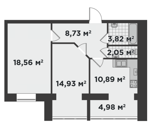 2-кімнатна 63.96 м² в ЖК Millennium State від 20 050 грн/м², м. Буча