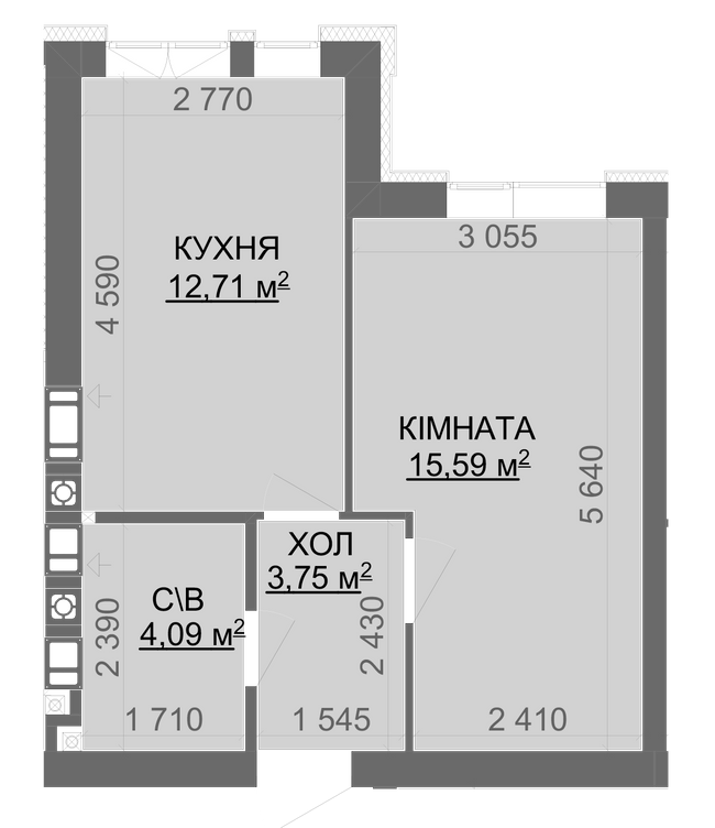 1-комнатная 33.89 м² в ЖК Найкращий квартал-2 от 16 650 грн/м², пгт Гостомель