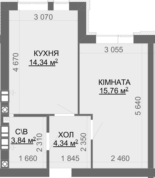 1-кімнатна 38.28 м² в ЖК Найкращий квартал-2 від 15 700 грн/м², смт Гостомель