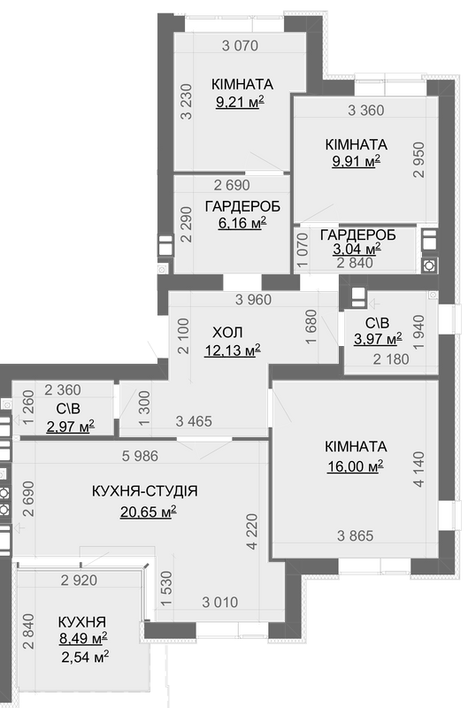 3-кімнатна 86.58 м² в ЖК Найкращий квартал-2 від 19 000 грн/м², смт Гостомель