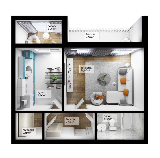 1-комнатная 45.8 м² в ЖК Senator от 17 350 грн/м², Черновцы