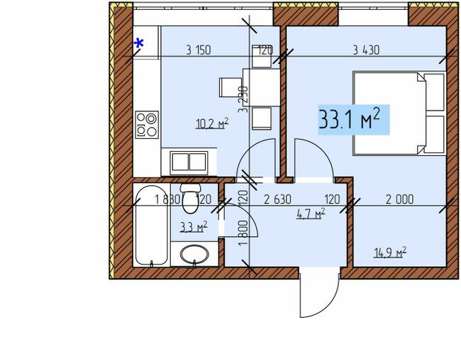 1-кімнатна 33.1 м² в ЖК Джерельний від 17 000 грн/м², Вінниця