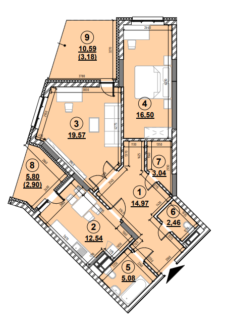 2-комнатная 80.24 м² в ЖК Львовская Площадь от 50 574 грн/м², Киев