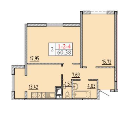 2-кімнатна 60.38 м² в ЖК П'ятдесят восьма Перлина від 17 262 грн/м², Одеса