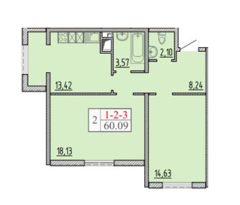 2-кімнатна 60.09 м² в ЖК П'ятдесят сьома Перлина від 17 500 грн/м², Одеса