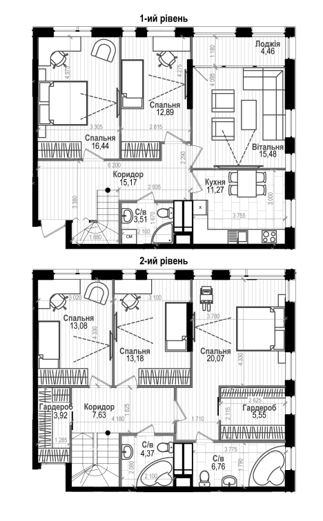 Двухуровневая 153.78 м² в ЖК Науки 58 от 19 200 грн/м², Киев