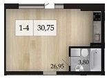 1-комнатная 30.75 м² в ЖК Брусника от 17 450 грн/м², Одесса