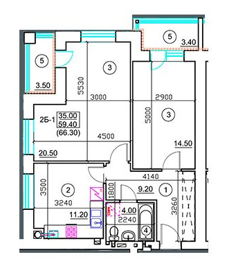 2-кімнатна 66.3 м² в ЖК Riviera від 16 000 грн/м², м. Біла Церква