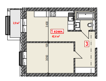 1-кімнатна 42.4 м² в ЖК Club City від 19 650 грн/м², Херсон