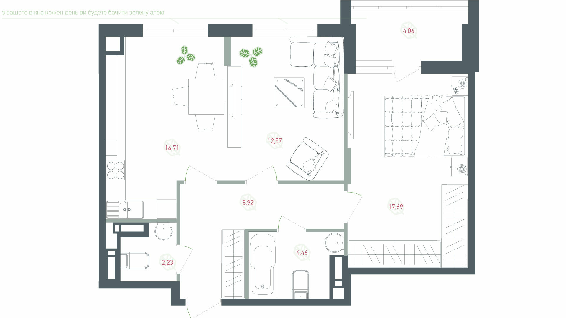 2-кімнатна 64.1 м² в ЖК Озерний гай (Гатне) від 21 500 грн/м², с. Гатне