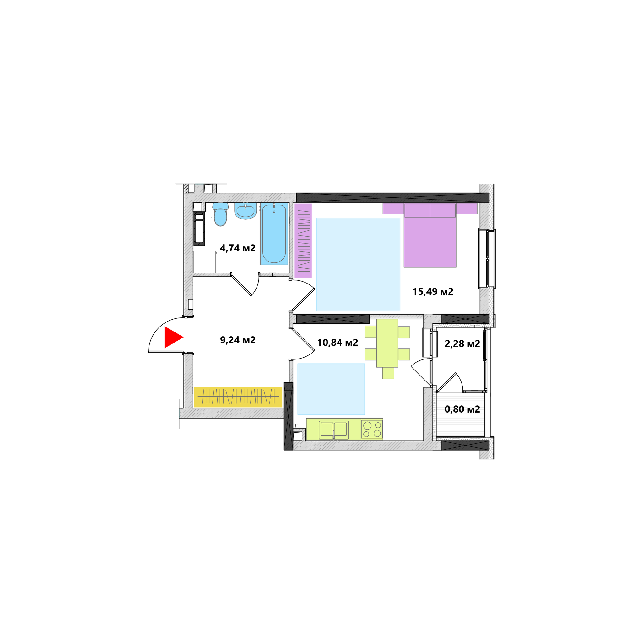 1-комнатная 43.39 м² в ЖК Академ-Квартал от 31 874 грн/м², Киев