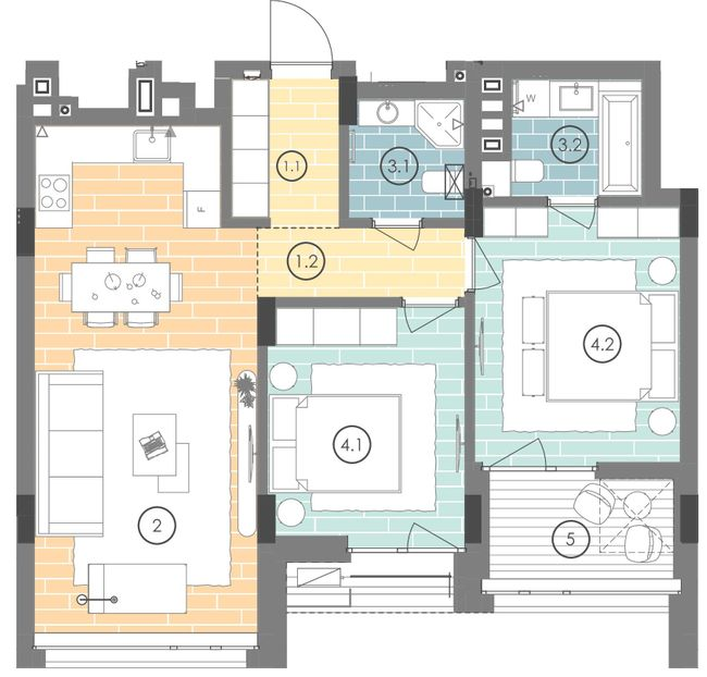 2-комнатная 76 м² в ЖК UNIT.Home от 38 200 грн/м², Киев