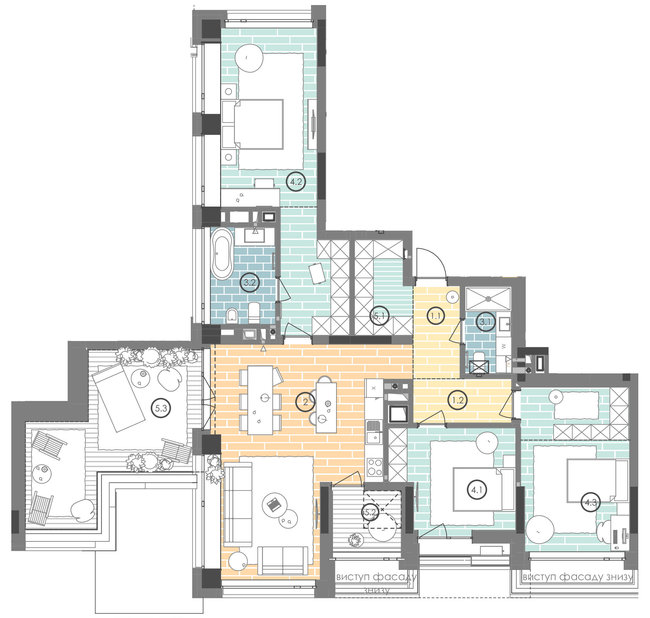 3-комнатная 126.6 м² в ЖК UNIT.Home от 49 514 грн/м², Киев