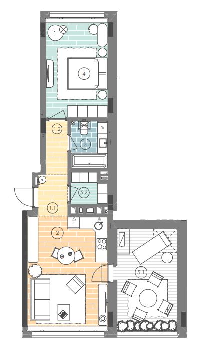 1-комнатная 56 м² в ЖК UNIT.Home от 61 714 грн/м², Киев