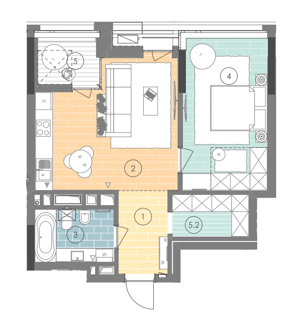 1-кімнатна 54.7 м² в ЖК UNIT.Home від 61 714 грн/м², Київ