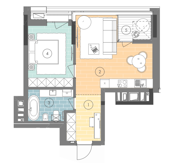 1-комнатная 48.9 м² в ЖК UNIT.Home от 57 400 грн/м², Киев