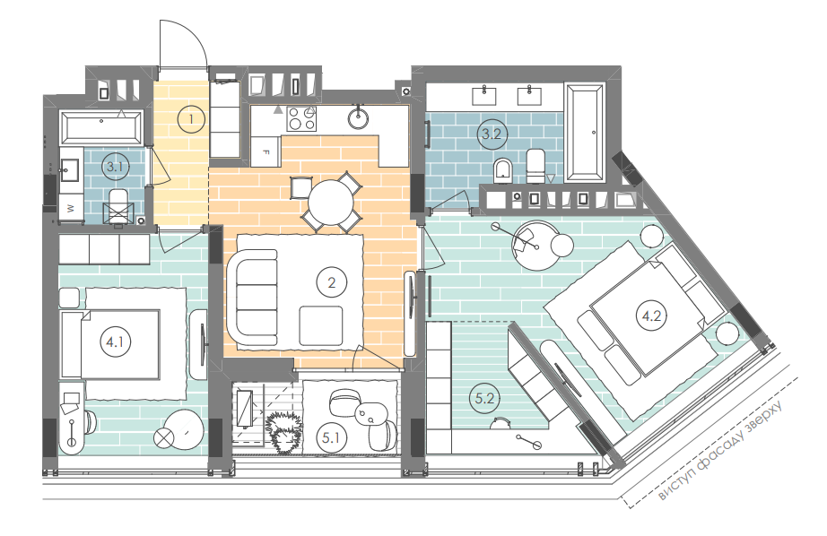 2-комнатная 76 м² в ЖК UNIT.Home от 52 900 грн/м², Киев