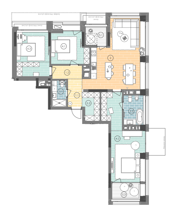 3-кімнатна 121.9 м² в ЖК UNIT.Home від 47 477 грн/м², Київ