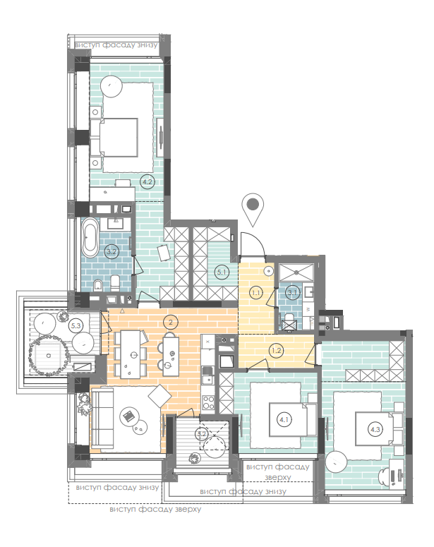 3-комнатная 117.5 м² в ЖК UNIT.Home от 47 477 грн/м², Киев