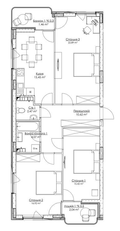 3-комнатная 91.34 м² в ЖК O2 Residence от 30 606 грн/м², Киев