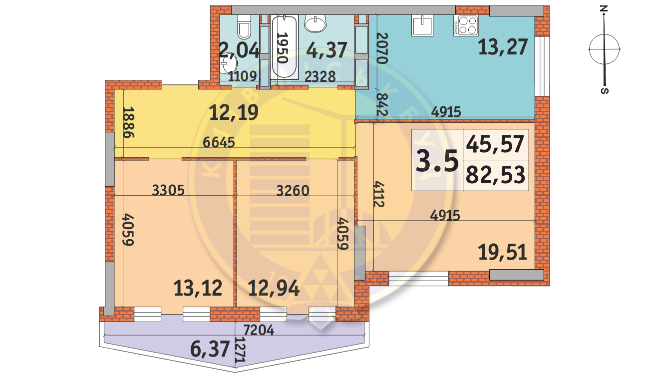 3-кімнатна 82.53 м² в ЖК LAKE HOUSE від 37 275 грн/м², Київ