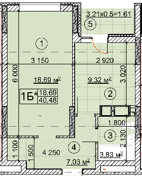 1-кімнатна 40.48 м² в ЖК Forest від забудовника, Київ